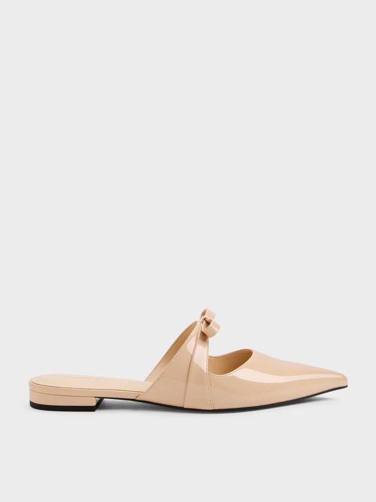 Kaleen Patent Pointed Mules, Nude, hi-res