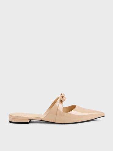 Kaleen Patent Pointed Mules, Nude, hi-res