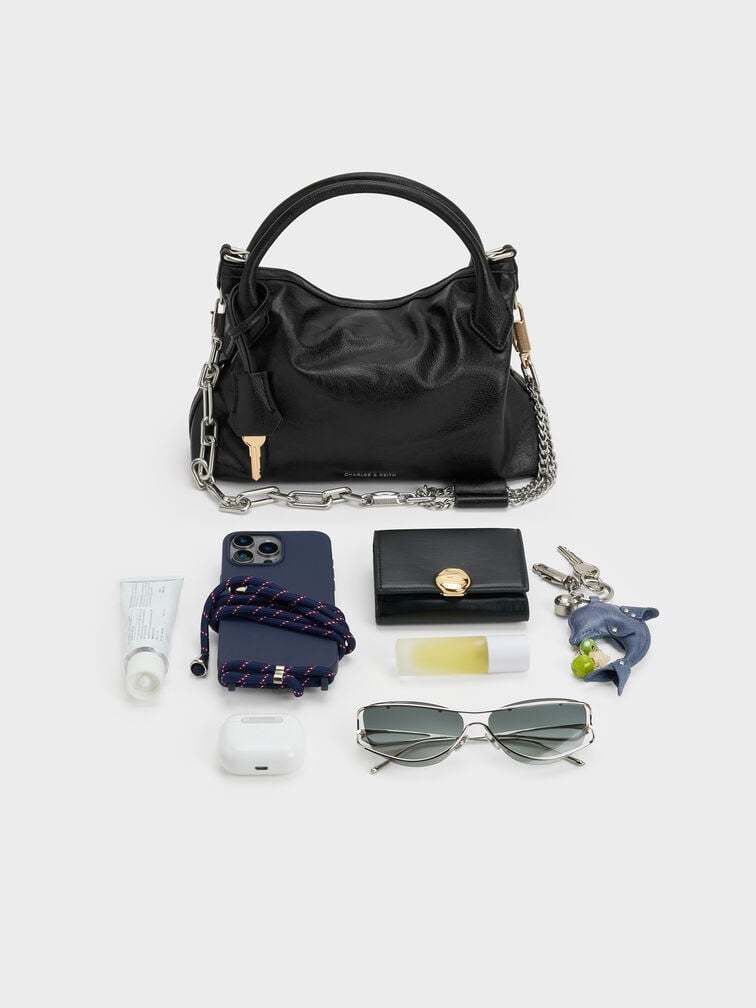 Tas Tote Chain Delfina Mini, Noir, hi-res