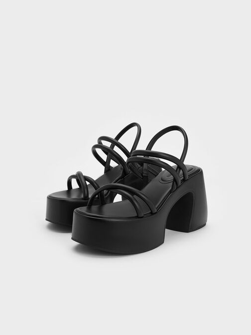 Nerissa Tubular Platform Sandals​, Black, hi-res