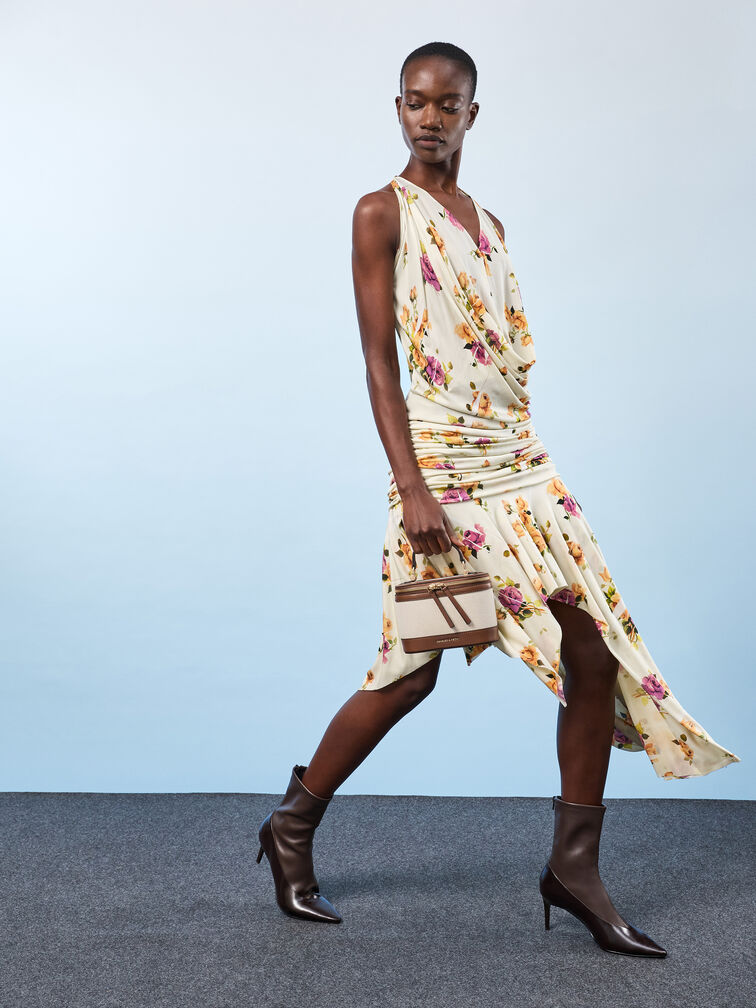 Tas Vanity Top Handle Canvas Enola, Chocolate, hi-res