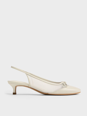 Sepatu Pumps Mesh Bow Slingback Mulligan, Chalk, hi-res
