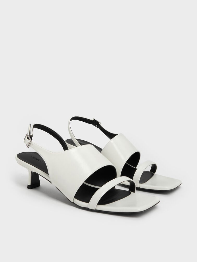 Sandal Slingback Slant-Heel, White, hi-res