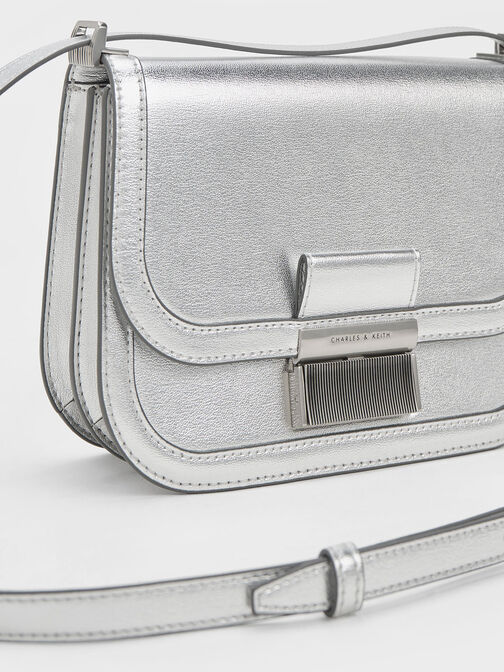 Metallic Charlot Bag, Silver, hi-res