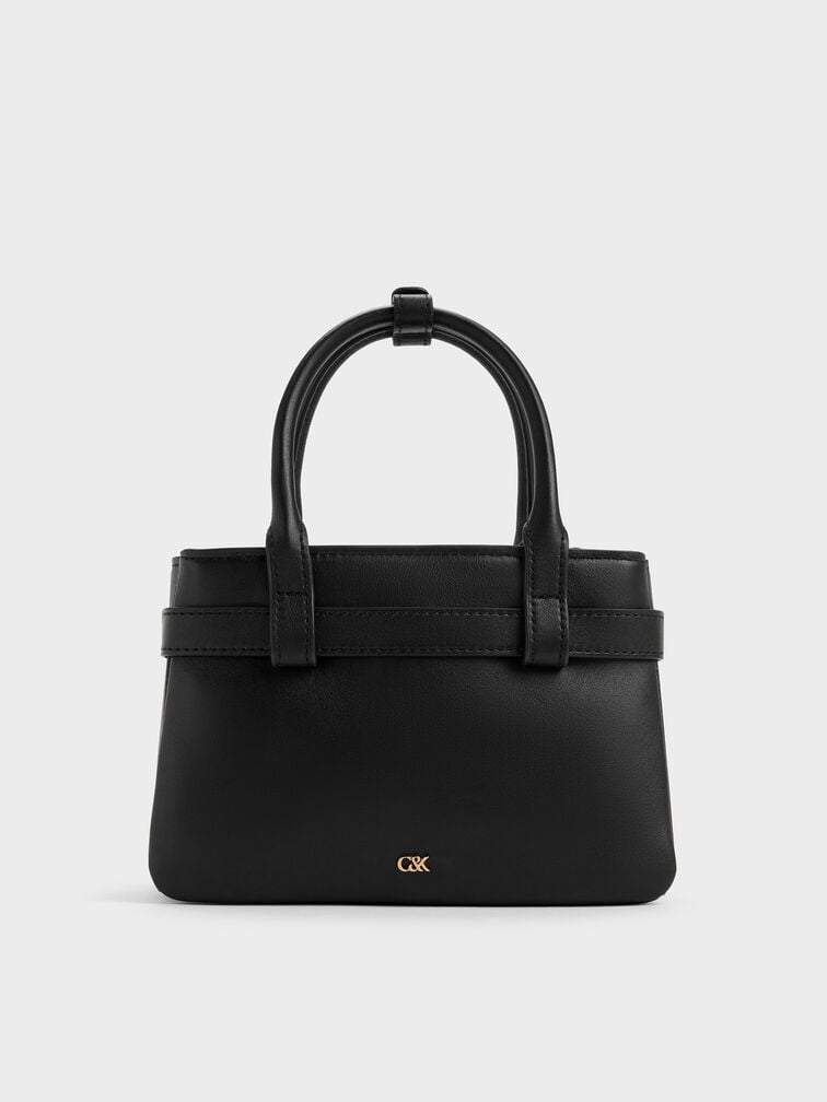 Tas Tote Belted Jody Leather, Black, hi-res