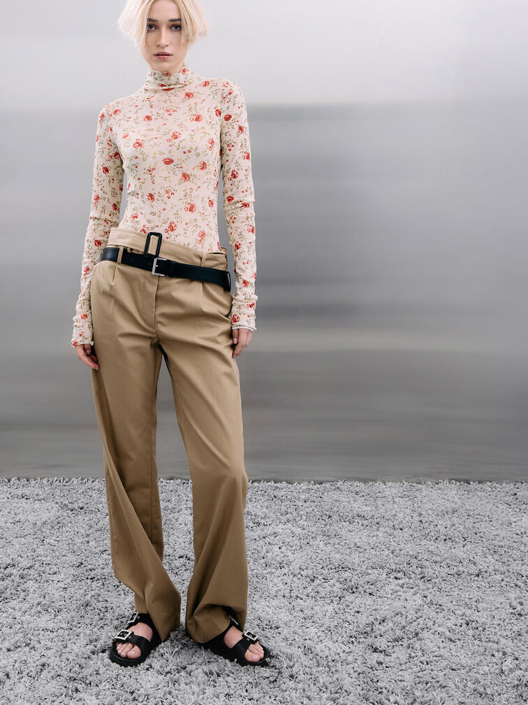 Sandal Double-Strap Gem-Buckle Recycled Polyester, Black Textured, hi-res