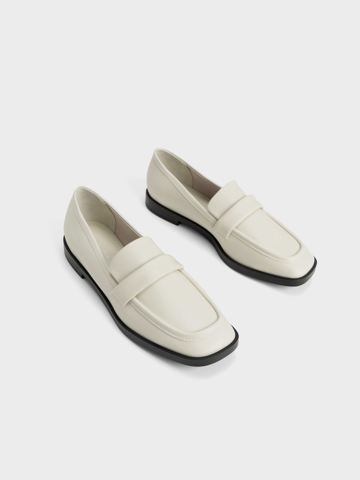 Square-Toe Penny Loafers, Chalk, hi-res
