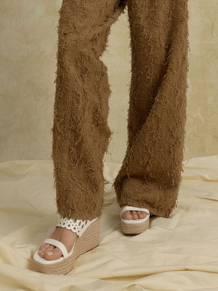 Sepatu Wedges Espadrille Cut-Out, White, hi-res