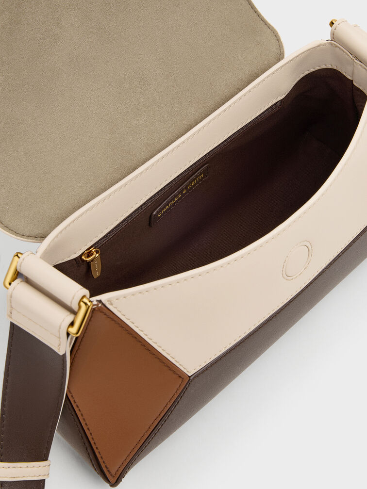 Tas Bahu Geometric Nasrin Colourblock, Multi Brown, hi-res