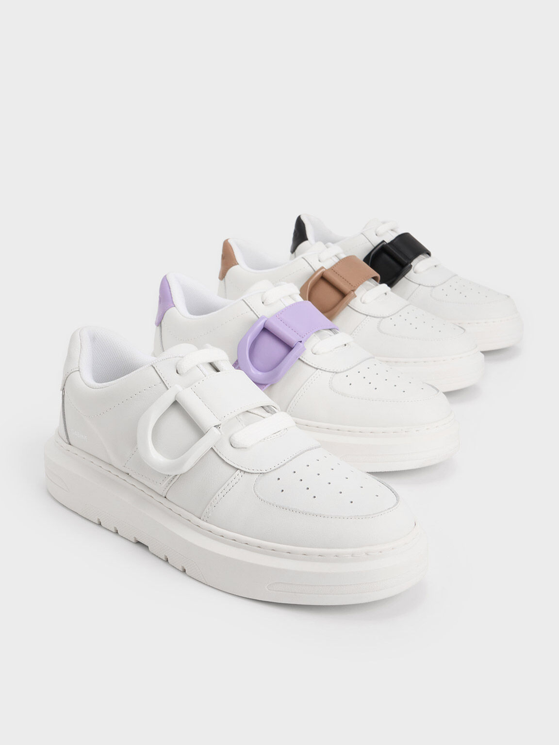 Sepatu Sneakers Leather Low-Top Gabine, Lilac, hi-res