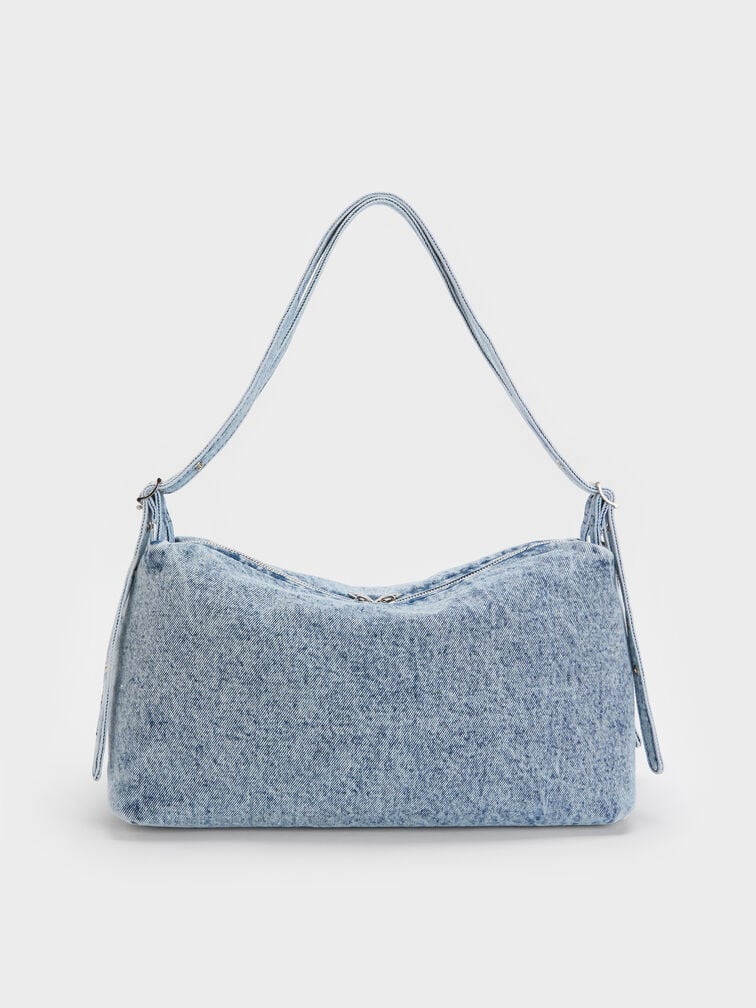 Tas Bahu Slouchy Rey Denim, Denim Blue, hi-res
