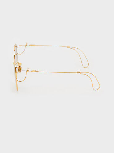 Kacamata Butterfly Wire Frame, Gold, hi-res