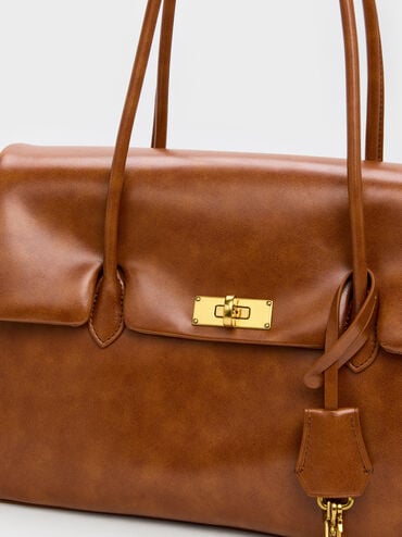 Kerry Trapeze Tote Bag, Distressed Tan, hi-res