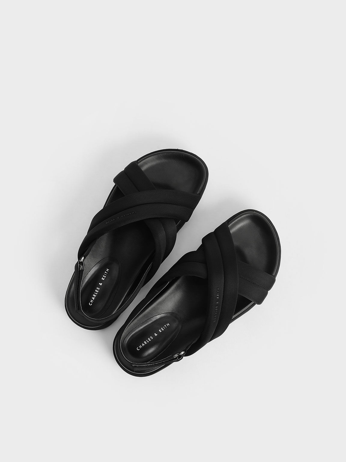 Recycled Polyester Padded Sports Sandals, Black, hi-res