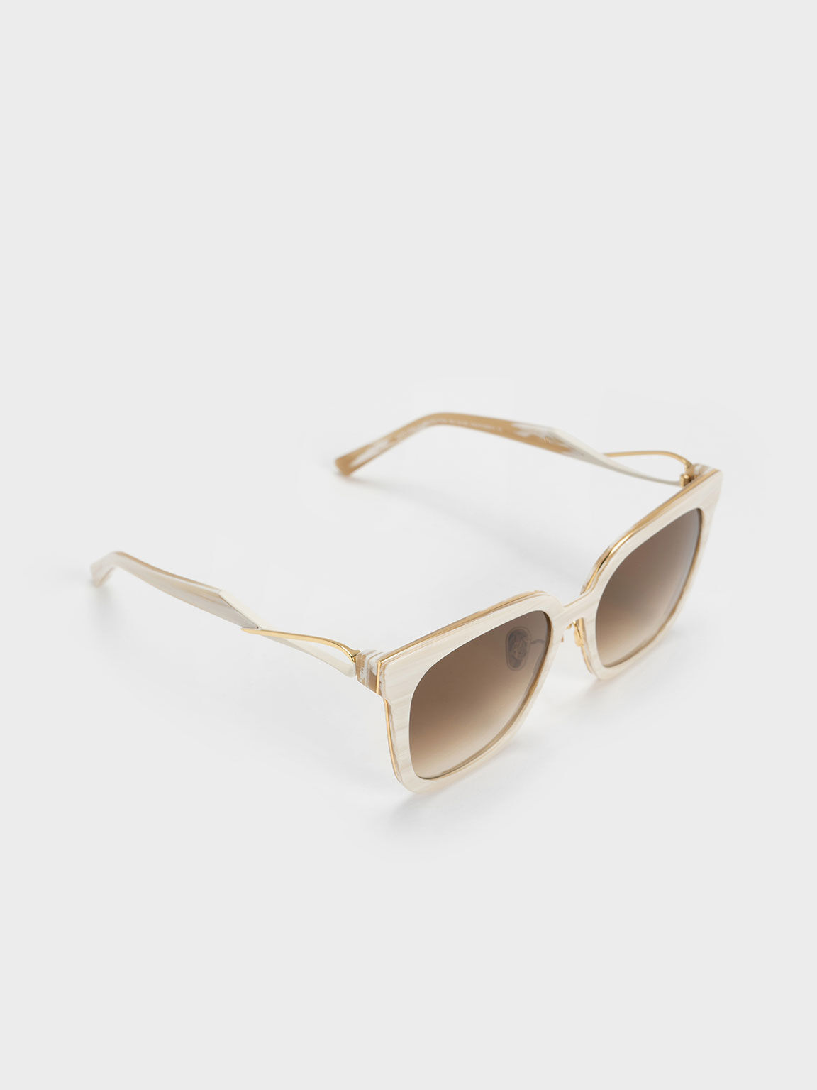 Open Wire Square Acetate Sunglasses, Cream, hi-res