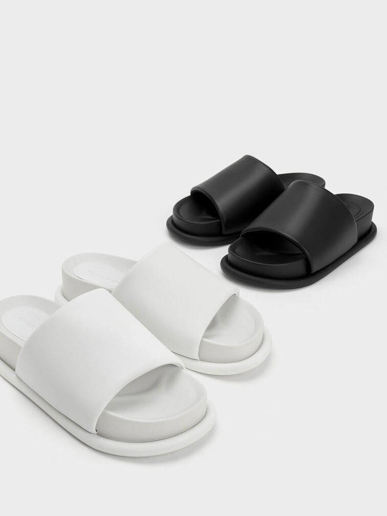 Sandal Slide Padded Strap, White, hi-res