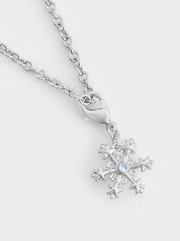 Gantungan Snowflake Crystal Embellished Athalia, Silver, hi-res