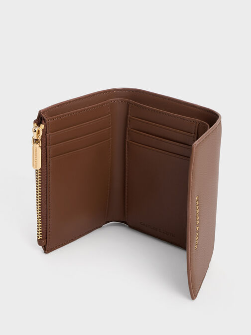 Dompet Front Flap Curved, Chocolate, hi-res