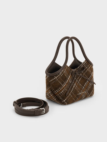 Tas Top Handle Tubular Bow Checkered Hazel, Multi, hi-res