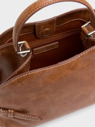 Tas Tote Side-Belt Chain Delfina, Distressed Tan, hi-res