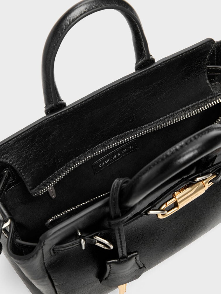 Tas Tote Belted Delfina Mini, Noir, hi-res