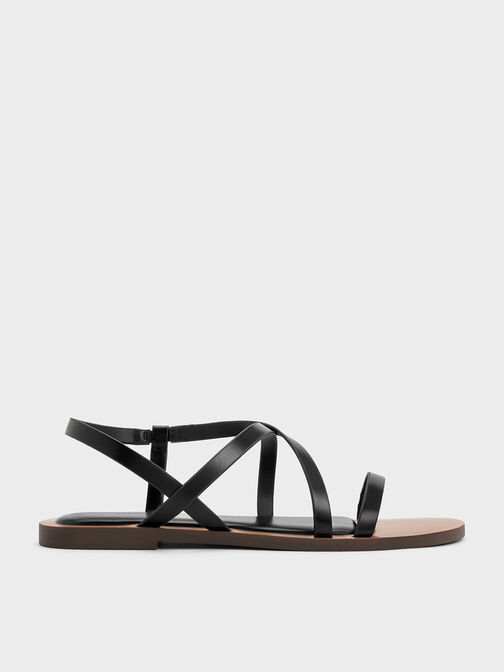 Sandal Strappy Asymmetrical, Black, hi-res