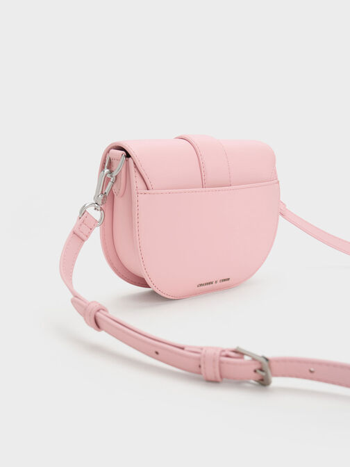 Mini Gabine Leather Saddle Bag, Pink, hi-res