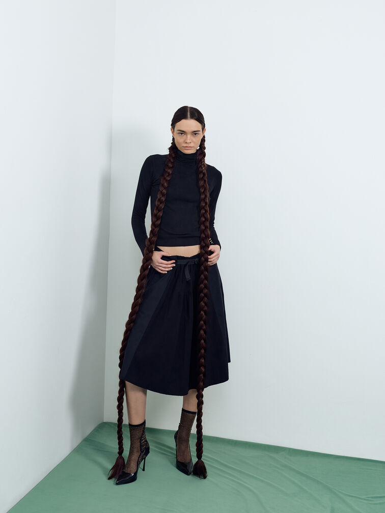 Leather Slingback Stiletto Pumps, Black Box, hi-res