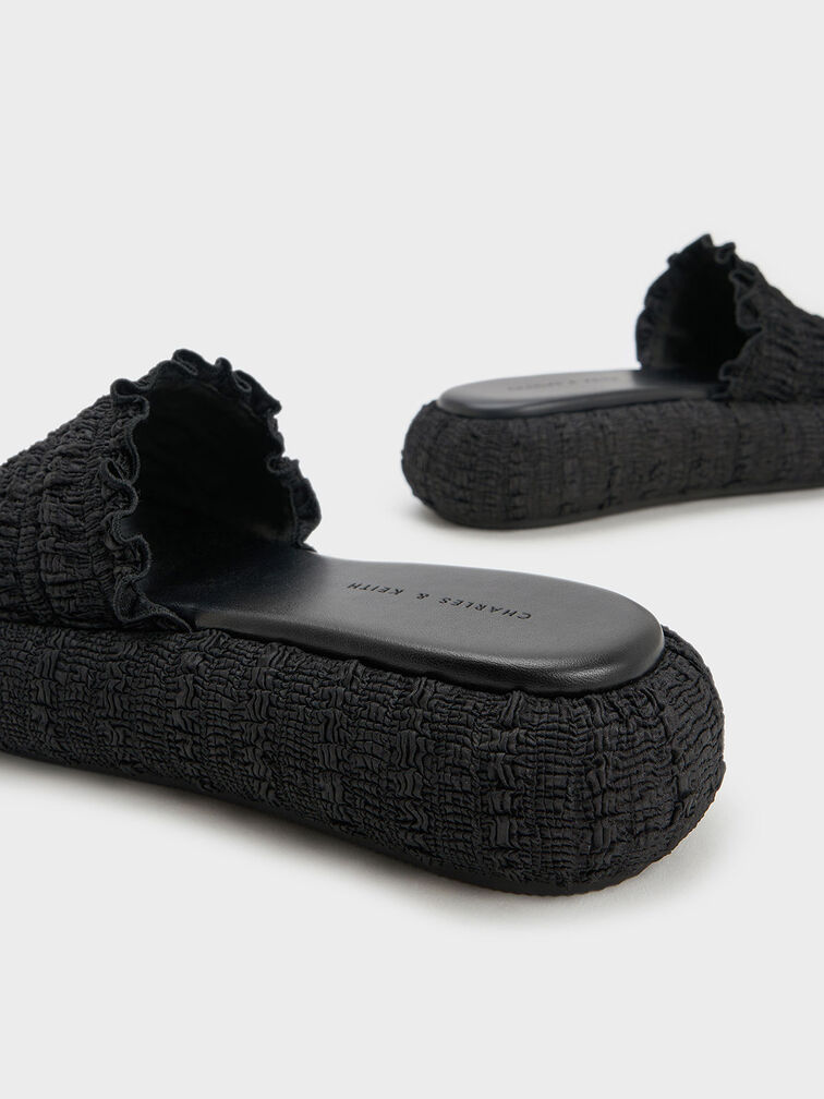 Sepatu Flatform Nuala Ruched, Black, hi-res