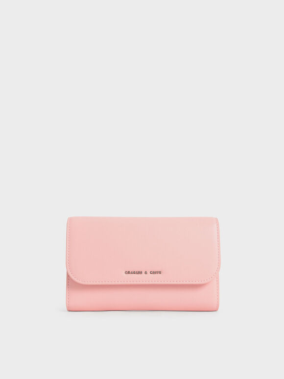 Magnetic Front Flap Long Wallet, Light Pink, hi-res