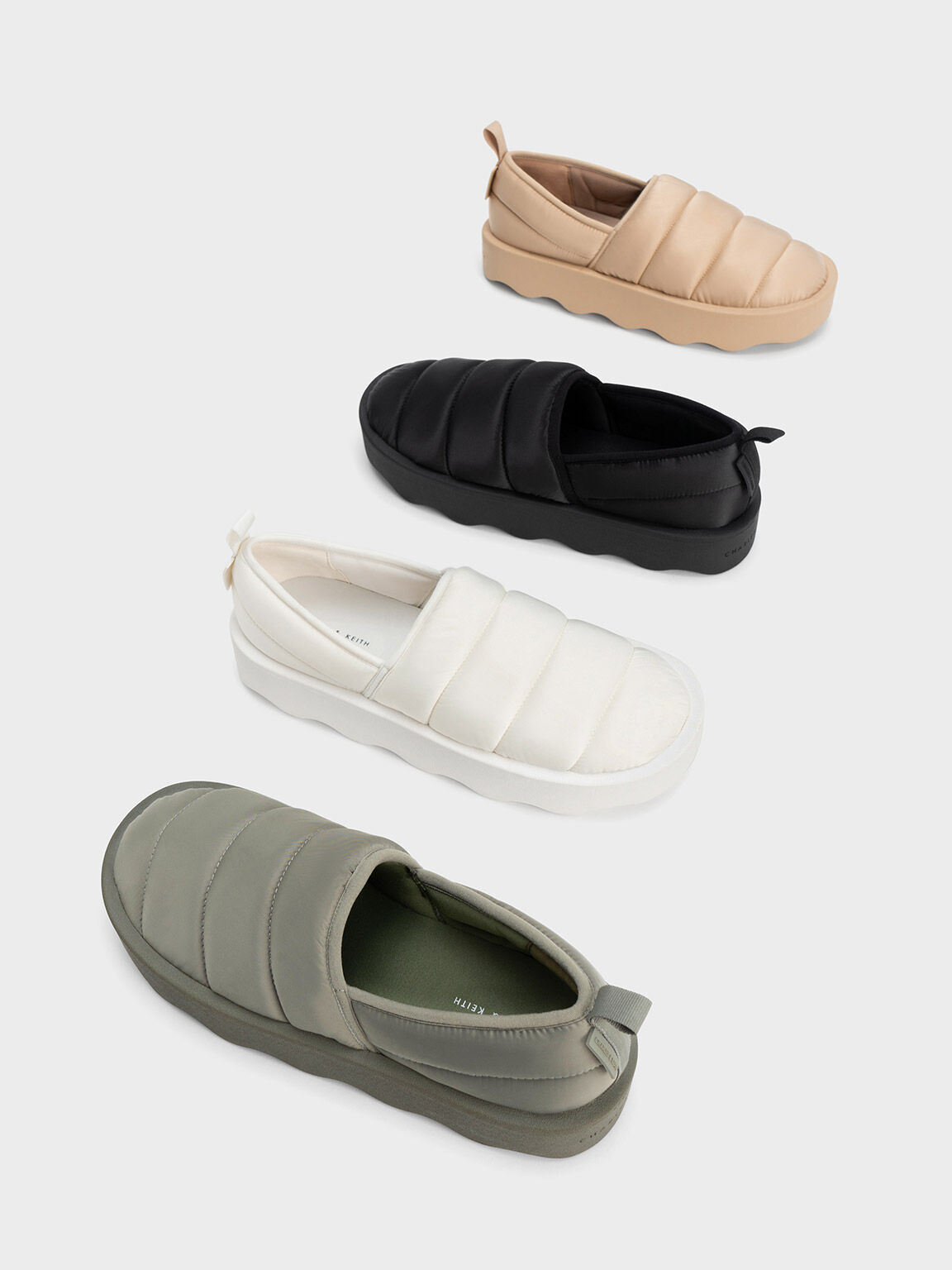 Sepatu Loafers Puffy Nylon Panelled, Black, hi-res