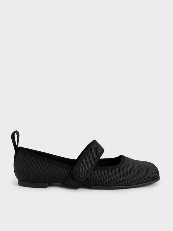 Nori Recycled Polyester Mary Jane Flats, Black, hi-res
