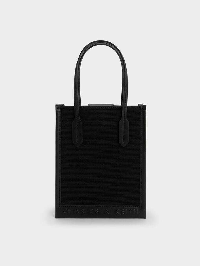 Tas Tote Bag Geometric Canvas, Black, hi-res