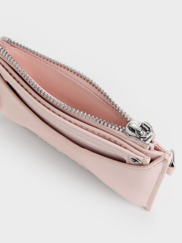 Card Holder Panelled Bow Hazel, Soft Pink, hi-res