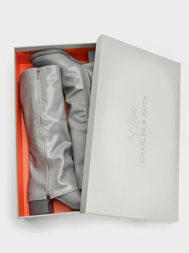 Septau Boots Louise Knee-High Burnished, Light Grey, hi-res
