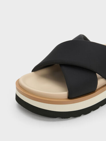 Sandal Slide Platform Crossover, Black, hi-res