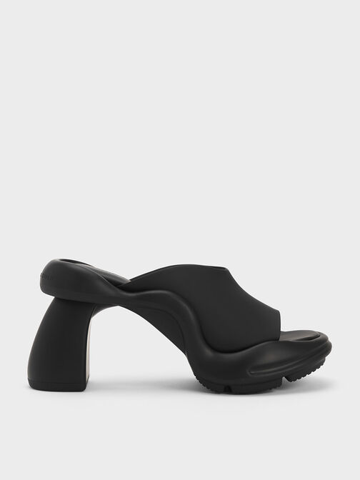 Sepatu Mules Leila Sculptural, Black, hi-res
