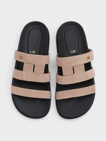 Petina Suede Flatform Sandals, Taupe, hi-res