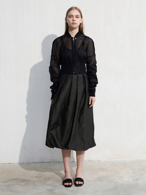Sandal Slide Mesh Knitted, Black Textured, hi-res