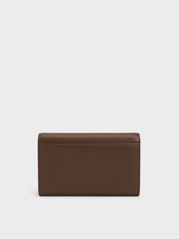 Octavia Front Flap Long Wallet, Dark Brown, hi-res