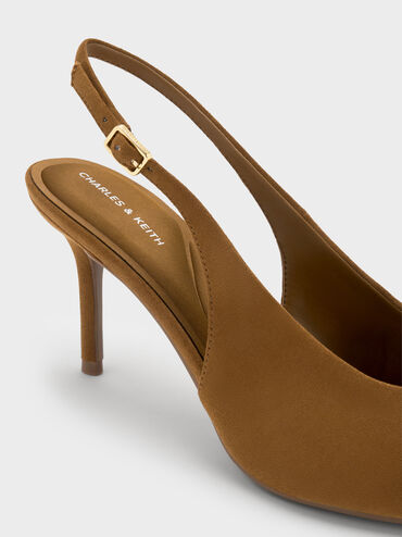 Sepatu Pumps Slingback Faux Suede Emelia, Camel, hi-res