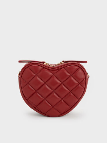 Tas Selempang Quilted Heart Pafutto, Tomato Red, hi-res