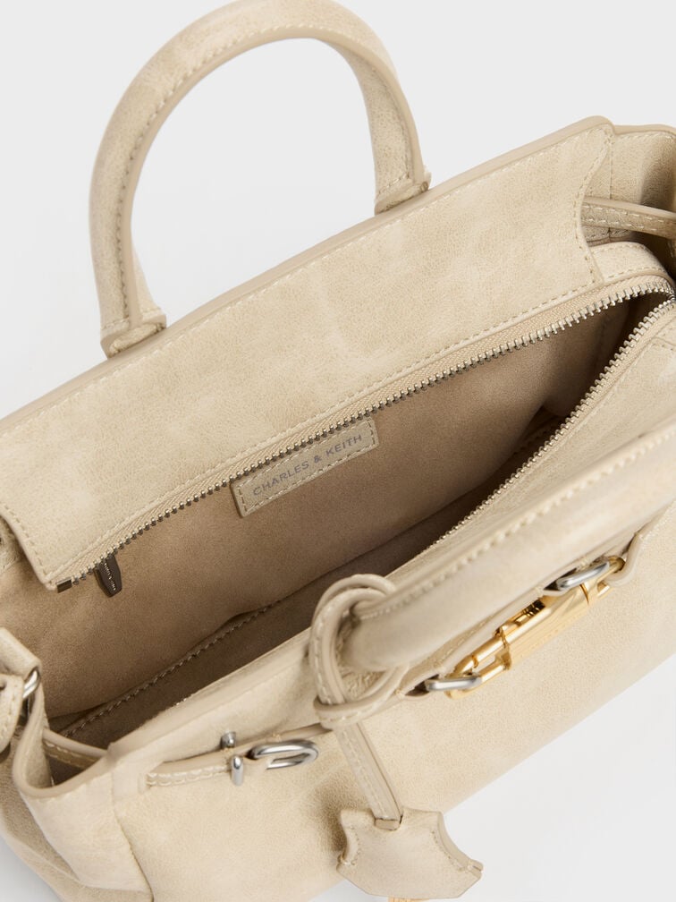 Tas Tote Belted Delfina Mini, Sand, hi-res