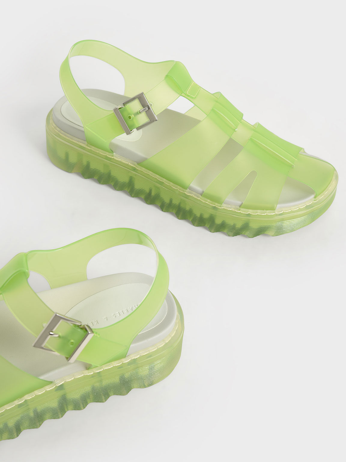 Sandal Caged Translucent, Green, hi-res