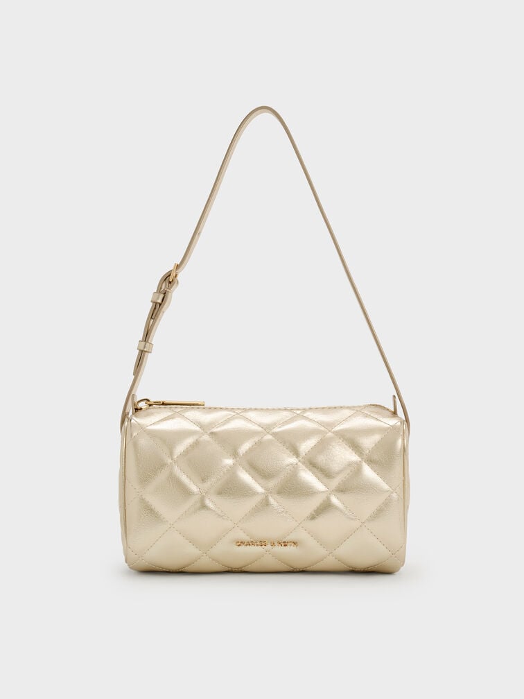 Tas Bahu Quilted Janie Metallic, Champagne, hi-res
