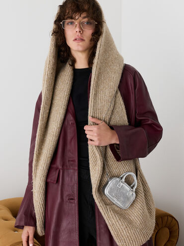 Sianna Metallic Bag Charm​, Silver, hi-res