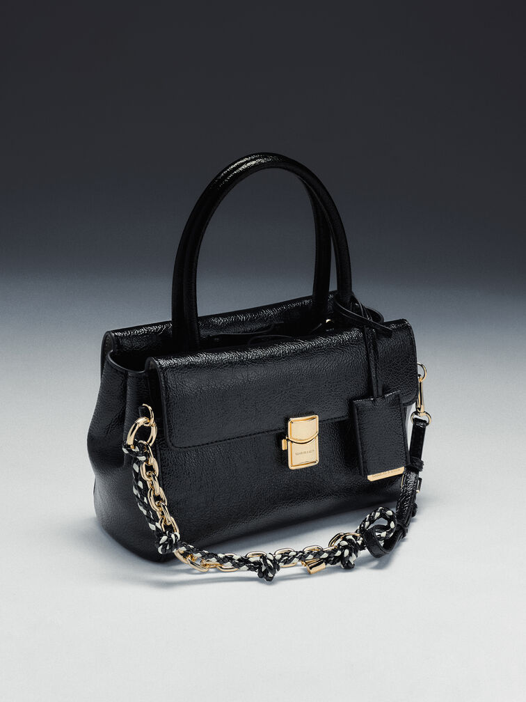 Acelynn Rope-Chain Tote Bag, Black, hi-res