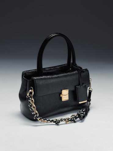 Acelynn Rope-Chain Tote Bag, Black, hi-res
