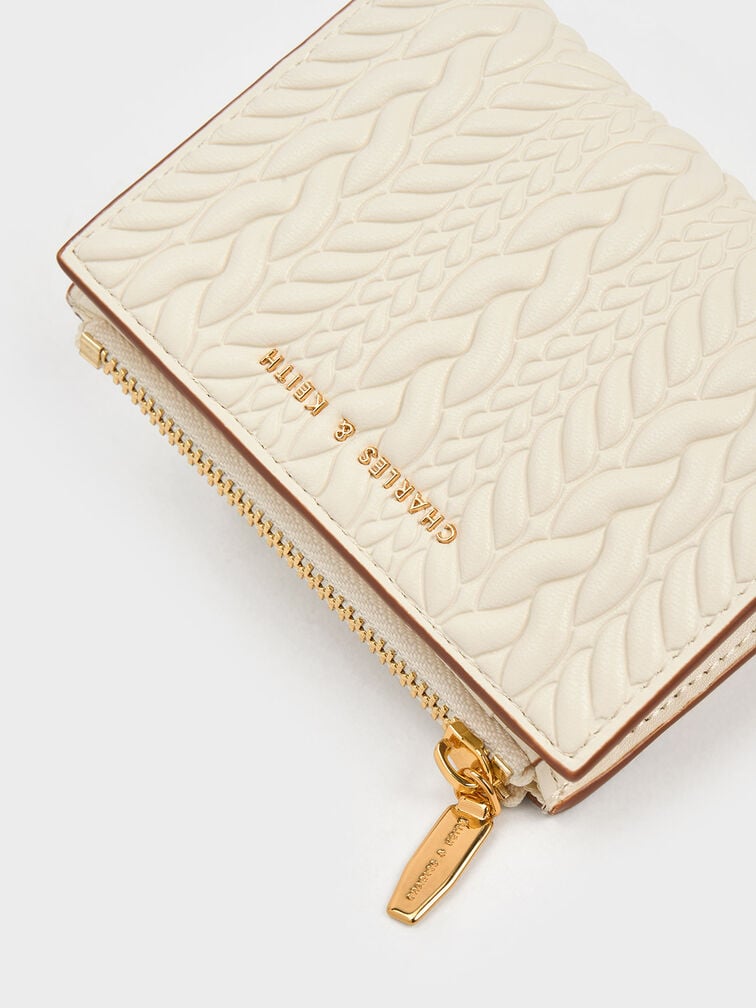 Dompet Top-Zip Apolline Textured, Cream, hi-res