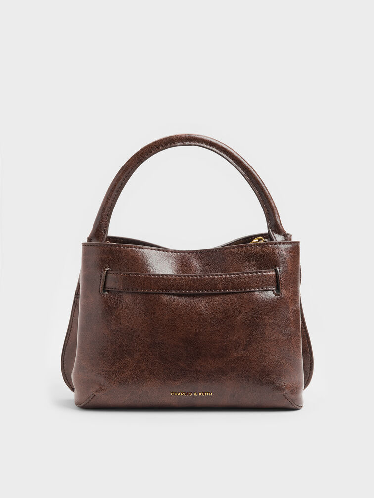 Tas Top Handle Victoria Belted, Distressed Coffee, hi-res